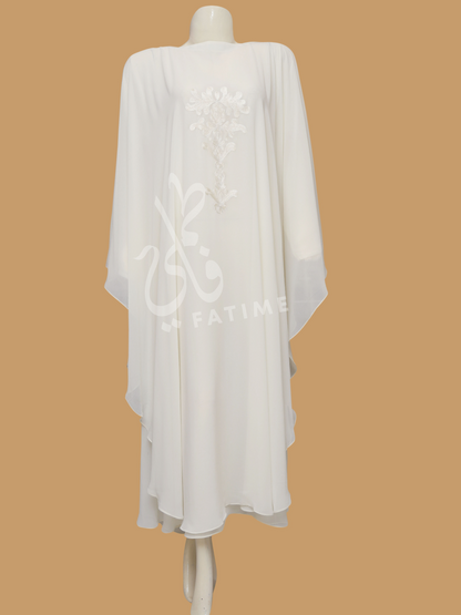 creamy White Premium Chiffon Abaya