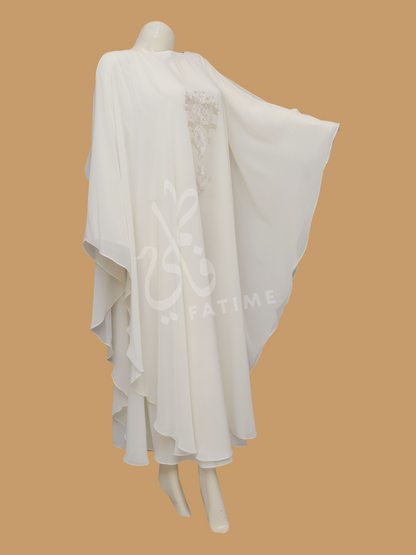 creamy White Premium Chiffon Abaya