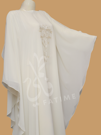 creamy White Premium Chiffon Abaya