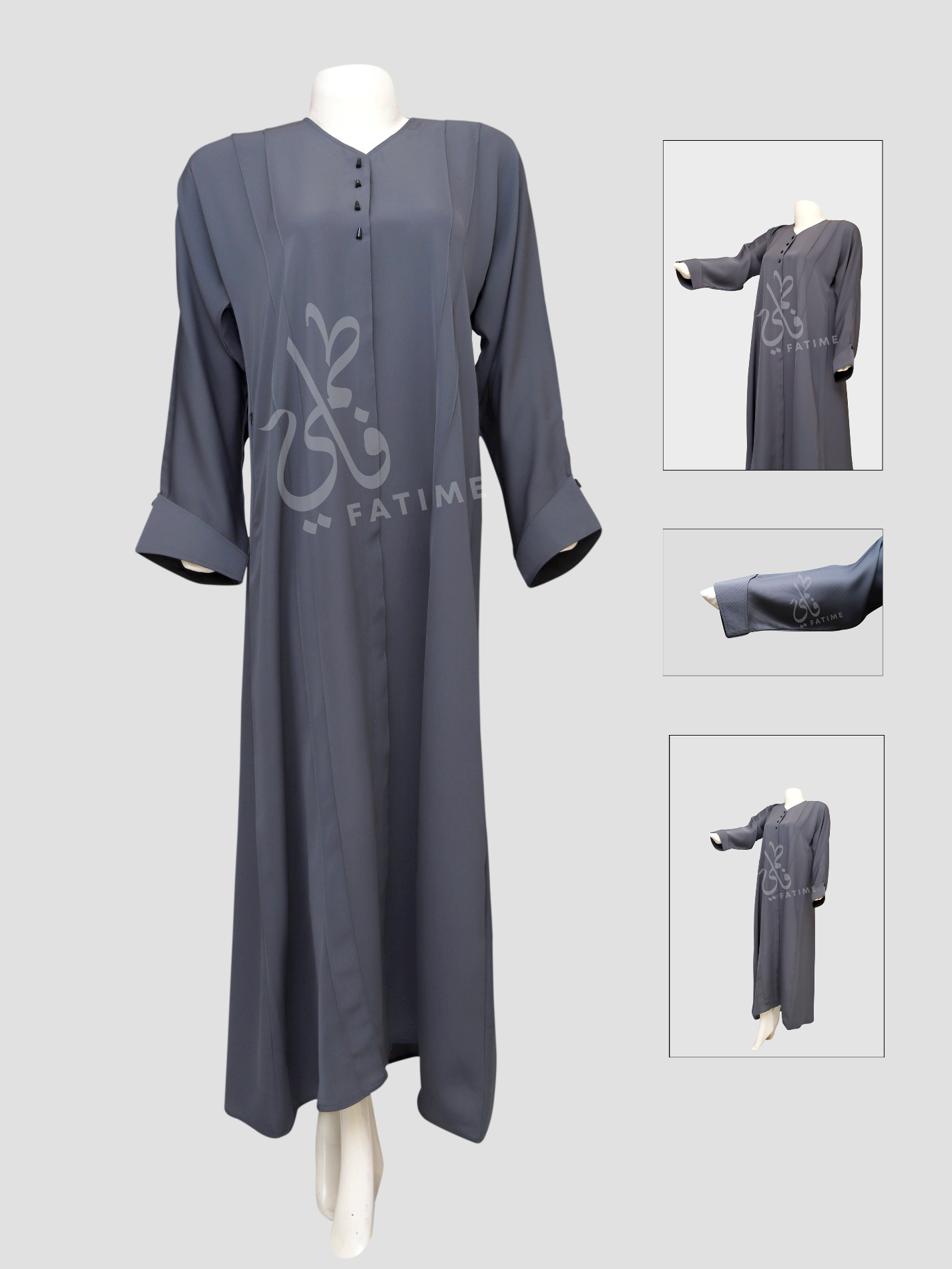 Graceful Aura Anchor Grey Abaya