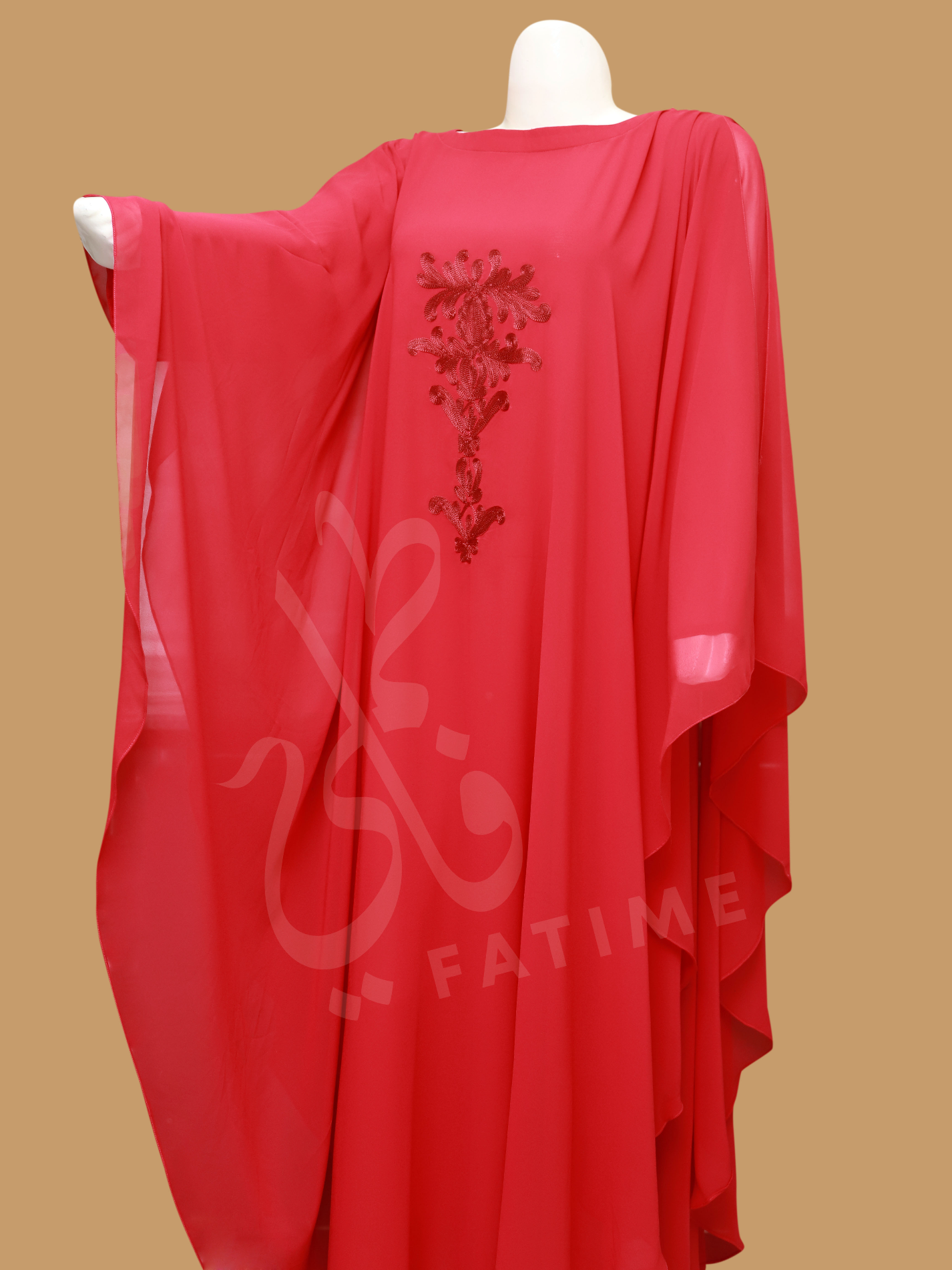 Rose RED Premium Chiffon Abaya