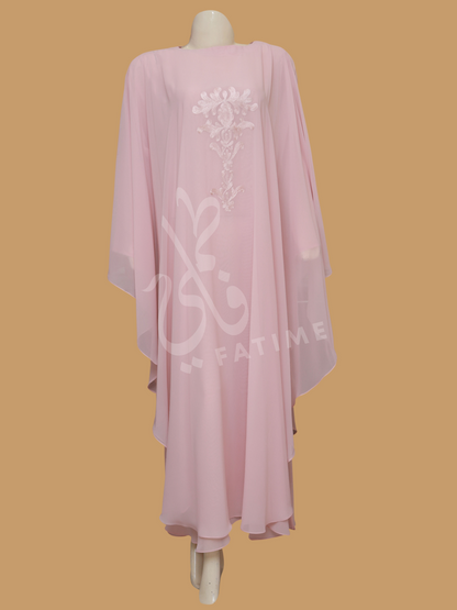 Crepe Pink Premium Chiffon Abaya