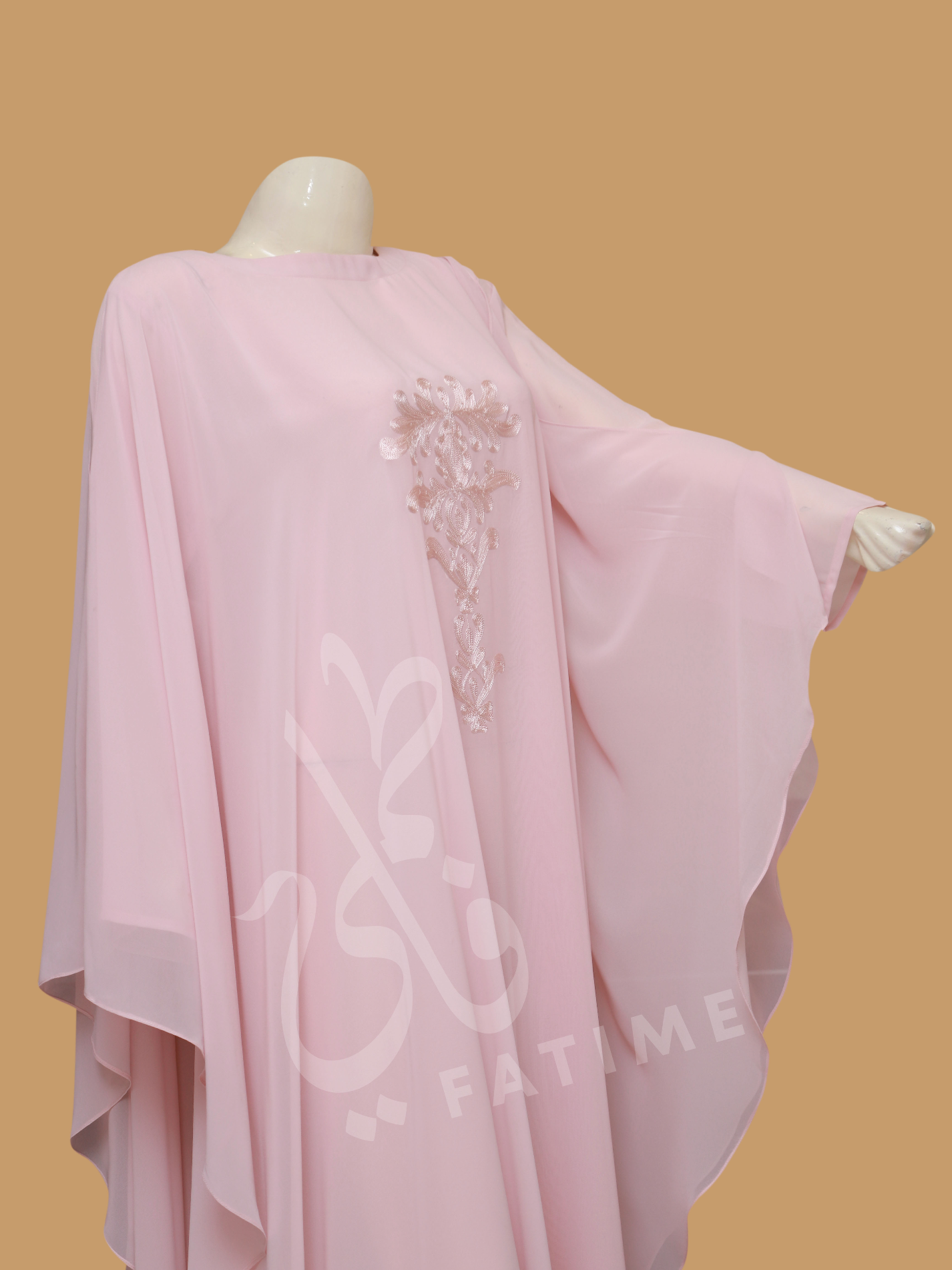 Crepe Pink Premium Chiffon Abaya