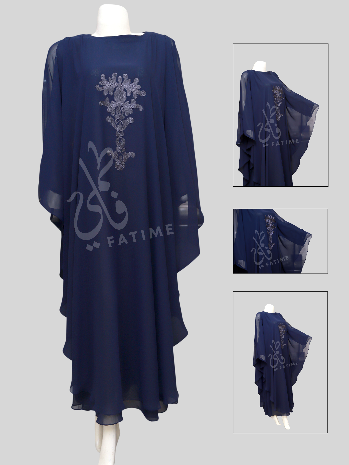 Indigo Blue chiffon Abaya