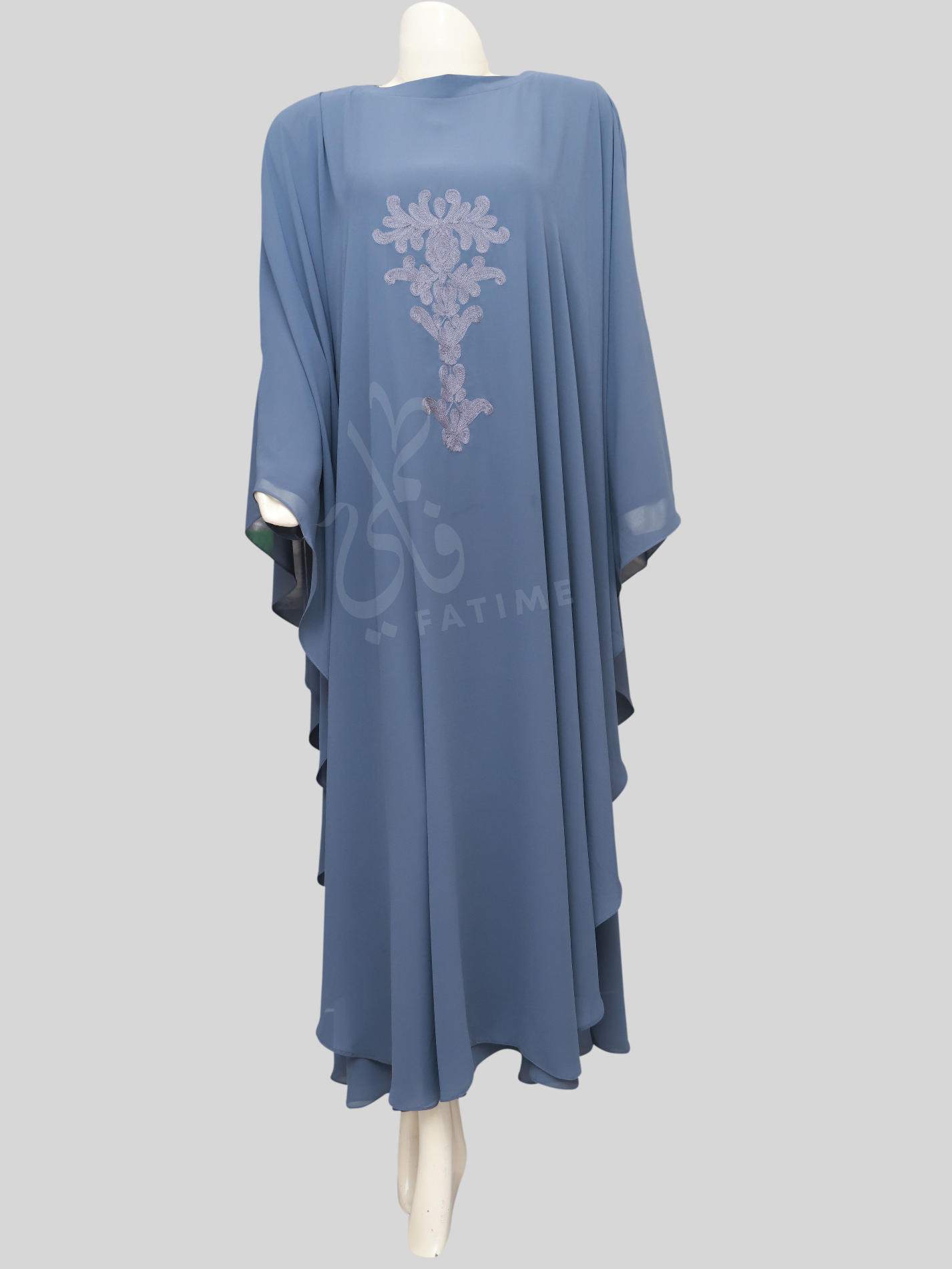 Blue Grey Chiffon Abaya