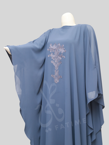 Blue Grey Chiffon Abaya