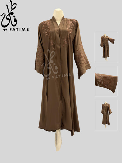 Embroidery Abaya Brown Towny