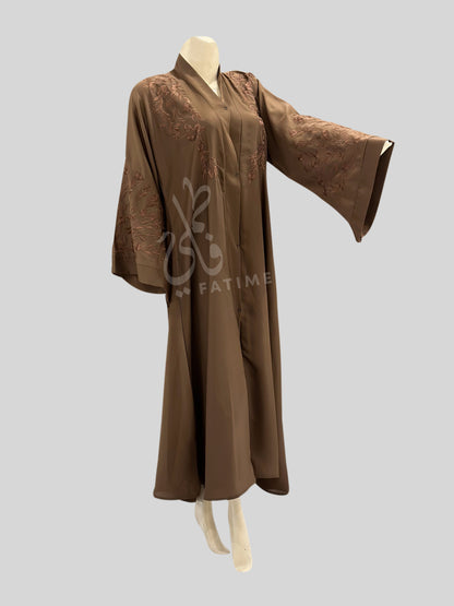 Embroidery Abaya Brown Towny